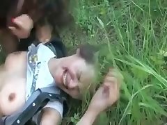 Chick getting raped in the forest